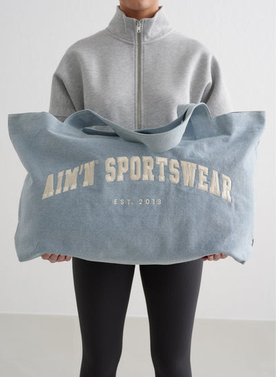 Denim Varsity Tote Bag